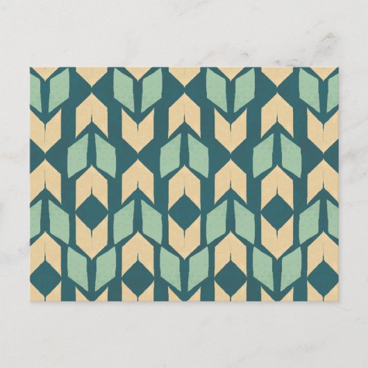 Geo-stap buiten | Geometrisch Blauwgroen pijlpatro Briefkaart (Voorkant)