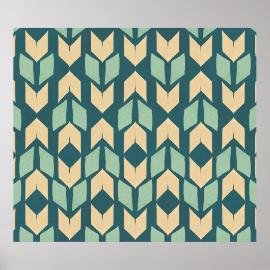 Geo-stap buiten | Geometrisch Blauwgroen pijlpatro Poster (Voorkant)
