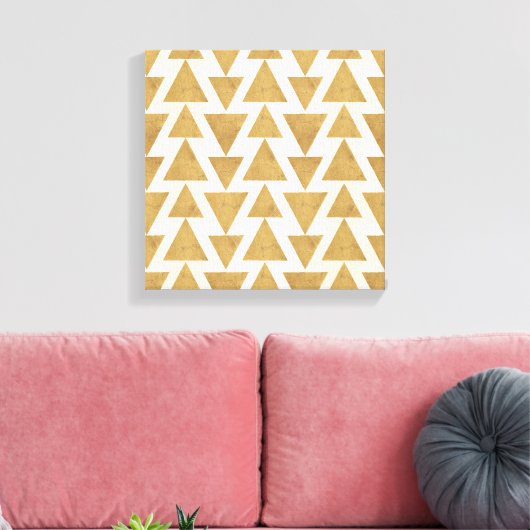 Geo-stap buiten | Gold Geometric Pattern Canvas Afdruk (Insitu (Woonkamer))