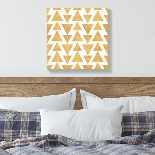 Geo-stap buiten | Gold Geometric Pattern Canvas Afdruk (Insitu (Slaapkamer))