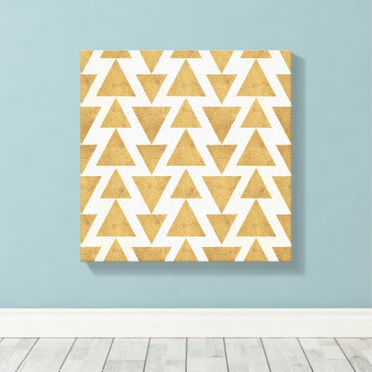 Geo-stap buiten | Gold Geometric Pattern Canvas Afdruk (Insitu (Houten vloer))