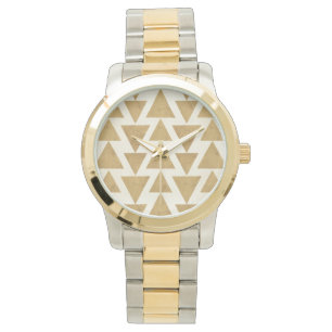 Geo-stap buiten   Gold Geometric Pattern Horloge