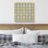 Geo-stap buiten | Goud en blauw patroon Canvas Afdruk (Insitu (Slaapkamer))