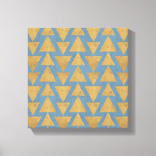 Geo-stap buiten | Goud en blauw patroon Canvas Afdruk (Voorkant)