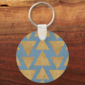 Geo-stap buiten | Goud en blauw patroon Sleutelhanger (Voorkant)