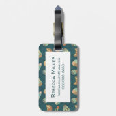 Geo-stap buitenshuis | Blauw patroon Bagagelabel (Achterkant verticaal)