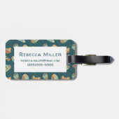 Geo-stap buitenshuis | Blauw patroon Bagagelabel (Achterkant horizontaal)