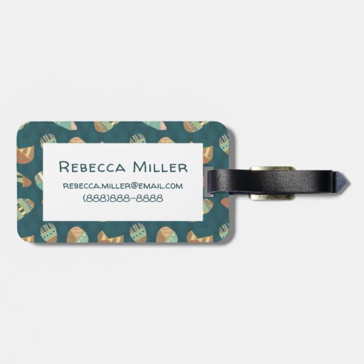 Geo-stap buitenshuis | Blauw patroon Bagagelabel (Achterkant horizontaal)