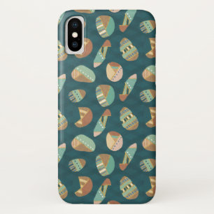 Geo-stap buitenshuis Blauw patroon iPhone X Hoesje