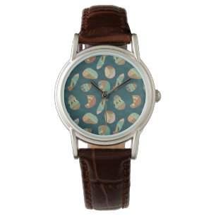 Geo-stap buitenshuis Blauw patroon Horloge
