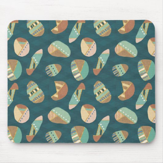 Geo-stap buitenshuis | Blauw patroon Muismat (Voorkant)