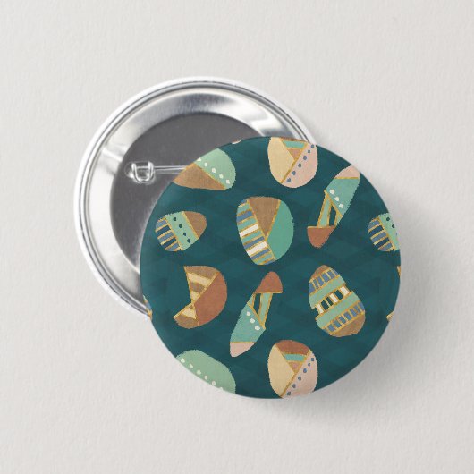 Geo-stap buitenshuis | Blauw patroon Ronde Button 5,7 Cm (Voorkant /achterkant)