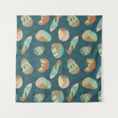 Geo-stap buitenshuis | Blauw patroon Wandkleed (Voorkant (horizontaal))