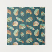 Geo-stap buitenshuis | Blauw patroon Wandkleed (Voorkant)