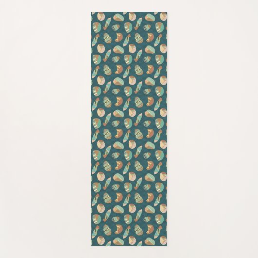 Geo-stap buitenshuis | Blauw patroon Yogamat (Voorkant)