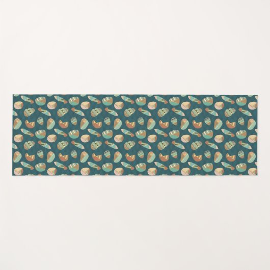 Geo-stap buitenshuis | Blauw patroon Yogamat (Voorkant (horizontaal))