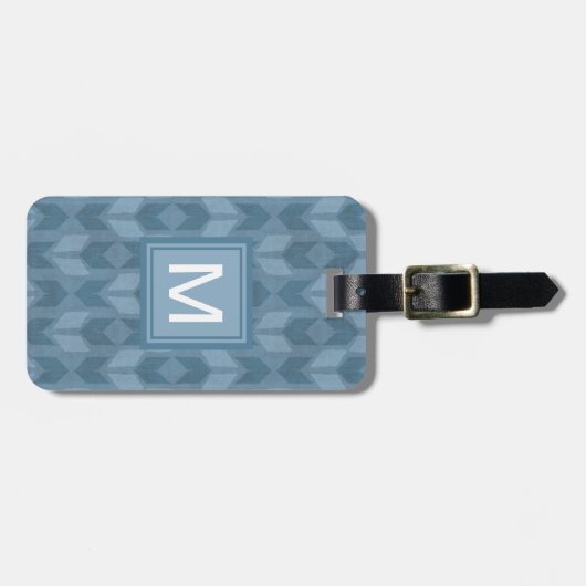Geo-stap buitenshuis | Blauw pijlpatroon Bagagelabel (Voorkant horizontaal)