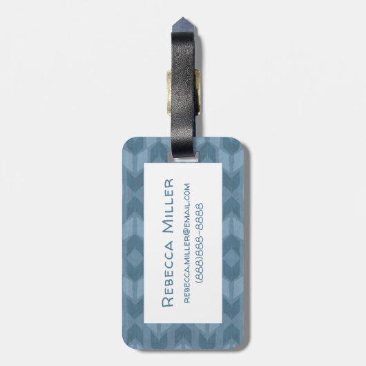 Geo-stap buitenshuis | Blauw pijlpatroon Bagagelabel (Achterkant verticaal)