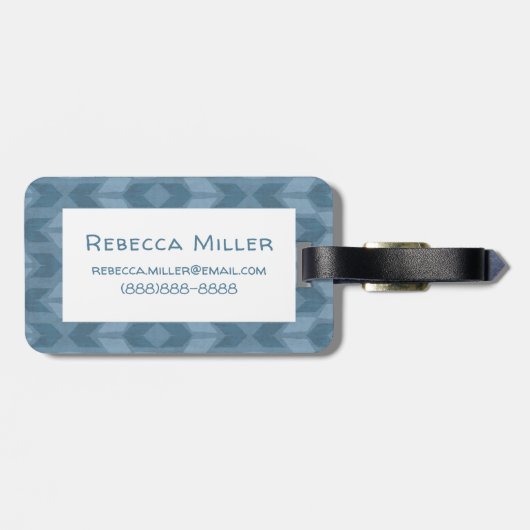 Geo-stap buitenshuis | Blauw pijlpatroon Bagagelabel (Achterkant horizontaal)