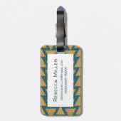Geo-stap buitenshuis | Blauwgroen gouden en donker Bagagelabel (Achterkant verticaal)
