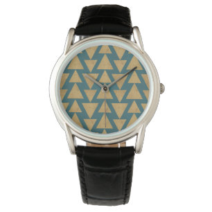 Geo-stap buitenshuis Blauwgroen gouden en donker Horloge