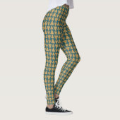 Geo-stap buitenshuis | Blauwgroen gouden en donker Leggings (Rechts)