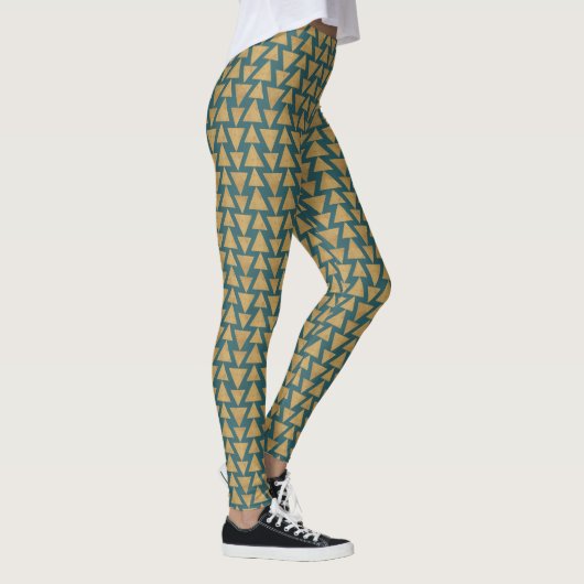 Geo-stap buitenshuis | Blauwgroen gouden en donker Leggings (Rechts)