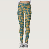 Geo-stap buitenshuis | Blauwgroen gouden en donker Leggings (Voorkant)