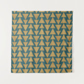 Geo-stap buitenshuis | Blauwgroen gouden en donker Wandkleed (Voorkant (horizontaal))