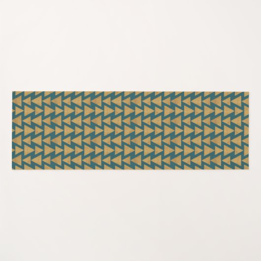 Geo-stap buitenshuis | Blauwgroen gouden en donker Yogamat (Voorkant (horizontaal))