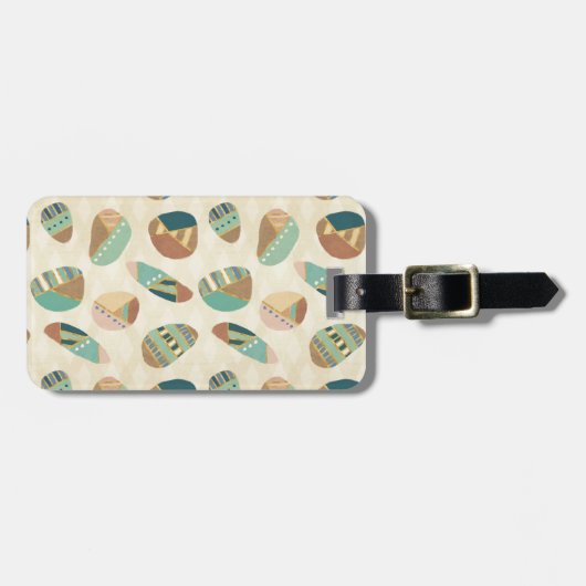 Geo-stap buitenshuis  | Blauwgroen patroon Bagagelabel (Voorkant horizontaal)