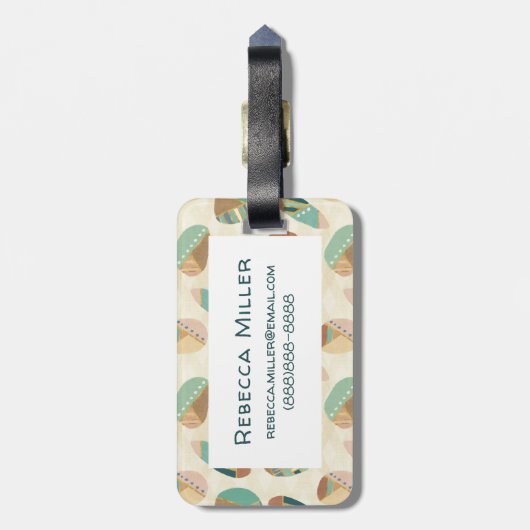 Geo-stap buitenshuis  | Blauwgroen patroon Bagagelabel (Achterkant verticaal)