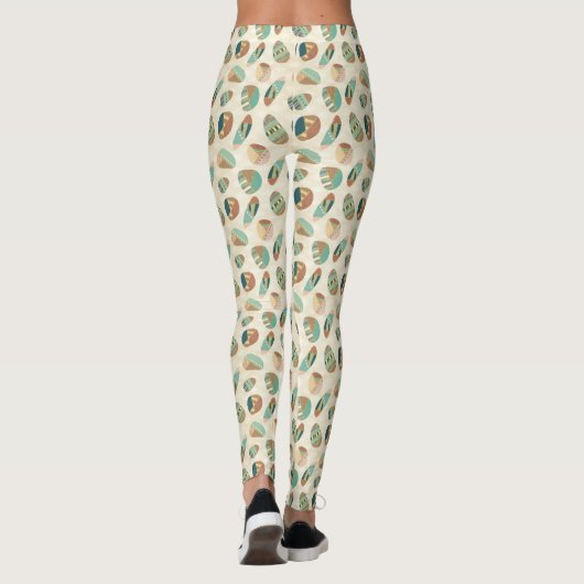 Geo-stap buitenshuis  | Blauwgroen patroon Leggings (Achterkant)