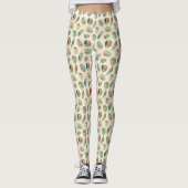 Geo-stap buitenshuis  | Blauwgroen patroon Leggings (Voorkant)