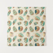 Geo-stap buitenshuis  | Blauwgroen patroon Wandkleed (Voorkant (horizontaal))