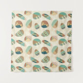 Geo-stap buitenshuis  | Blauwgroen patroon Wandkleed (Voorkant)