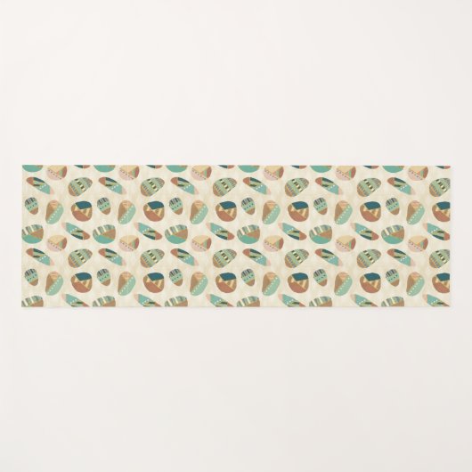 Geo-stap buitenshuis | Blauwgroen patroon Yogamat (Voorkant (horizontaal))