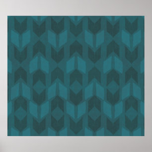 Geo-stap buitenshuis Donkere Blauwgroen patronen Poster
