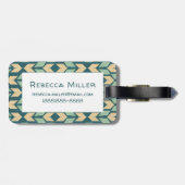 Geo-stap buitenshuis | Geometrisch Blauwgroen pijl Bagagelabel (Achterkant horizontaal)