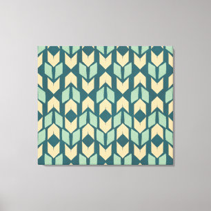 Geo-stap buitenshuis   Geometrisch Blauwgroen pijl Canvas Afdruk