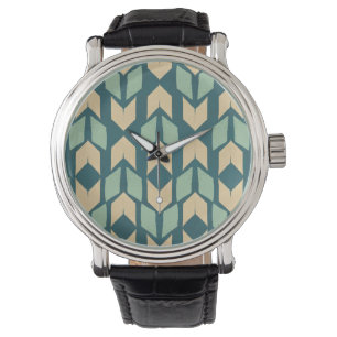 Geo-stap buitenshuis Geometrisch Blauwgroen pijl Horloge