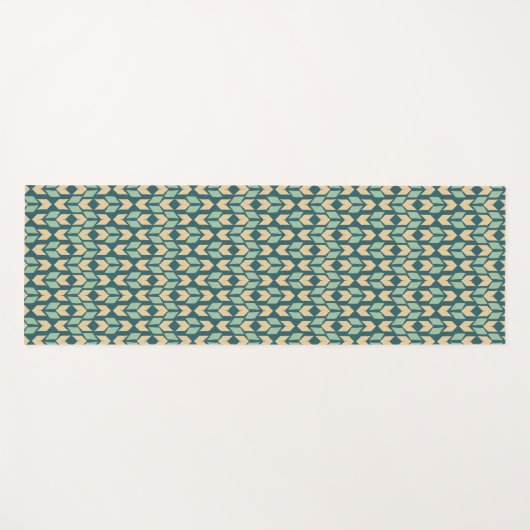 Geo-stap buitenshuis | Geometrisch Blauwgroen pijl Yogamat (Voorkant (horizontaal))