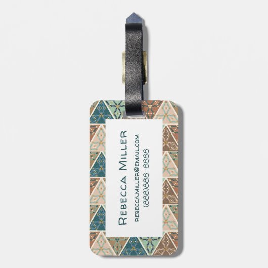 Geo-stap buitenshuis | Geometrisch patroon Bagagelabel (Achterkant verticaal)