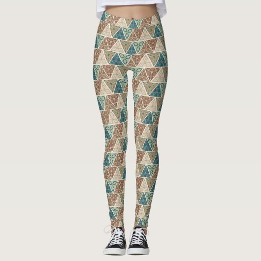 Geo-stap buitenshuis | Geometrisch patroon Leggings (Voorkant)