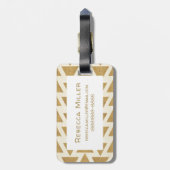 Geo-stap buitenshuis | Gold Geometric Pattern Bagagelabel (Achterkant verticaal)