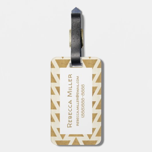 Geo-stap buitenshuis | Gold Geometric Pattern Bagagelabel (Achterkant verticaal)