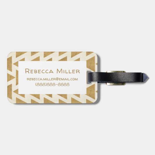Geo-stap buitenshuis | Gold Geometric Pattern Bagagelabel (Achterkant horizontaal)