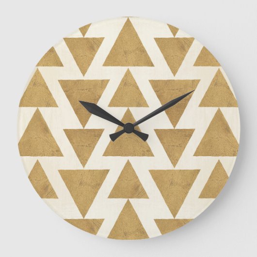 Geo-stap buitenshuis | Gold Geometric Pattern Grote Klok (Voorkant)