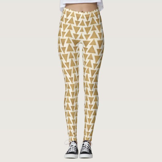 Geo-stap buitenshuis | Gold Geometric Pattern Leggings (Voorkant)