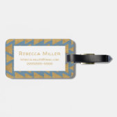 Geo-stap buitenshuis | Goud en blauw patroon Bagagelabel (Achterkant horizontaal)